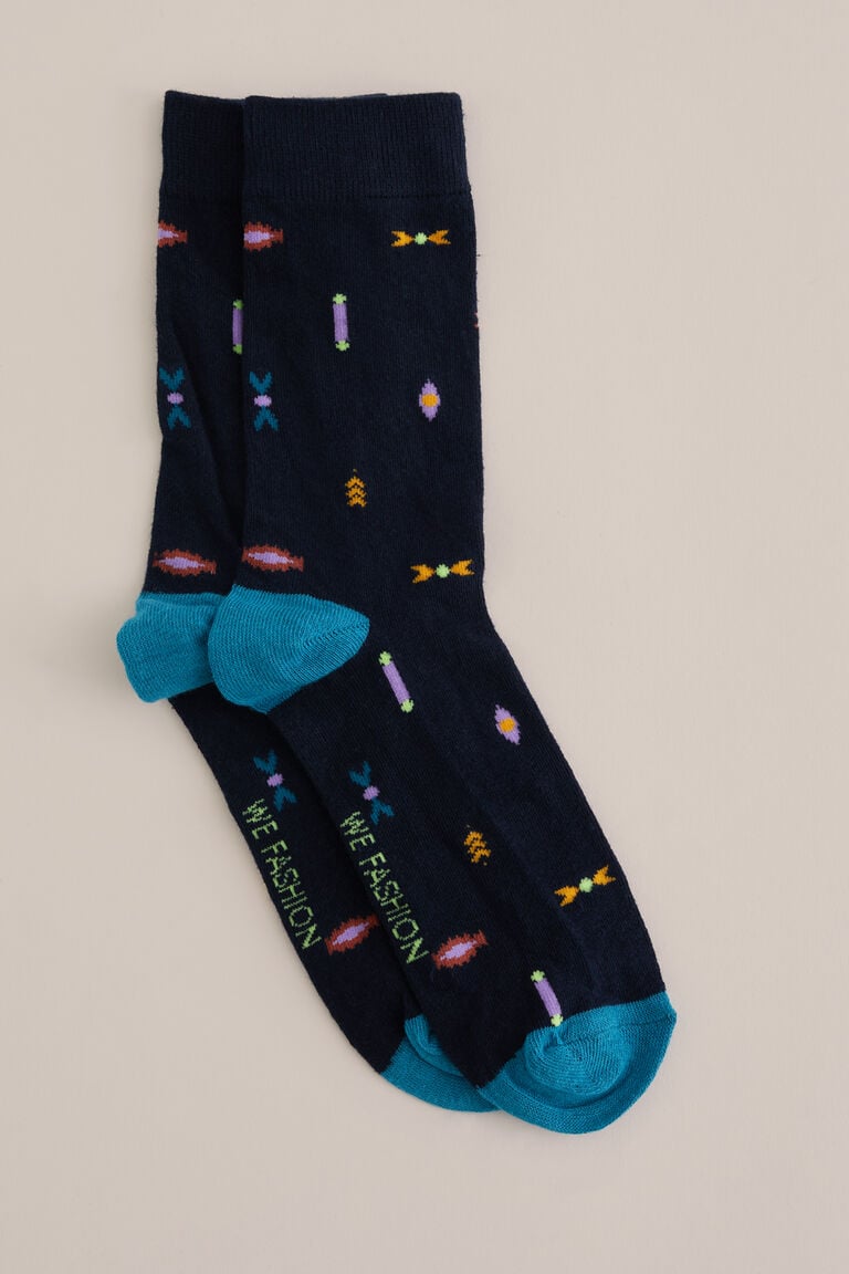 We Fashion Sokken Met Dessin Donkerblauw