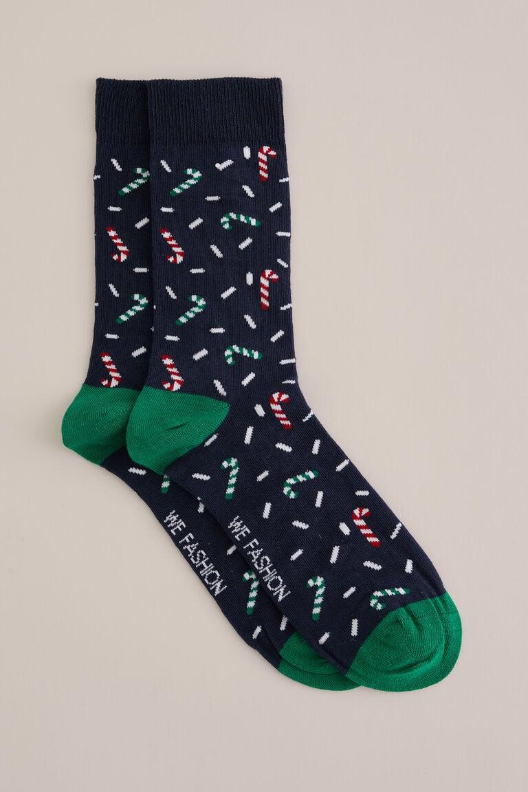 We Fashion Sokken Met Dessin Donkerblauw