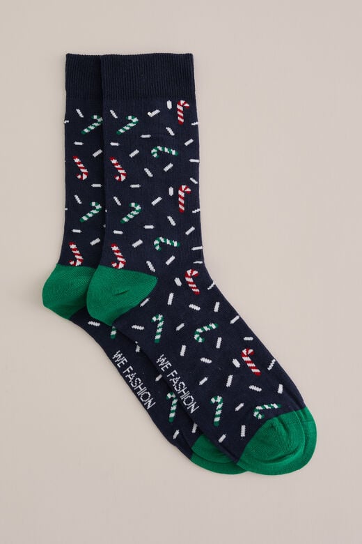 We Fashion Sokken Met Dessin Donkerblauw