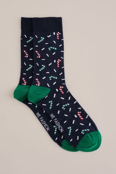 we fashion sokken met dessin Donkerblauw