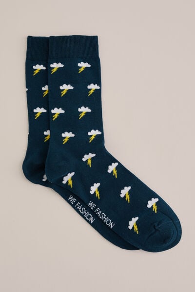 We Fashion Sokken Met Dessin Donkerblauw