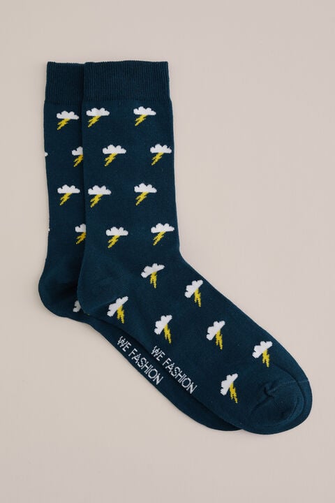 we fashion sokken met dessin Donkerblauw