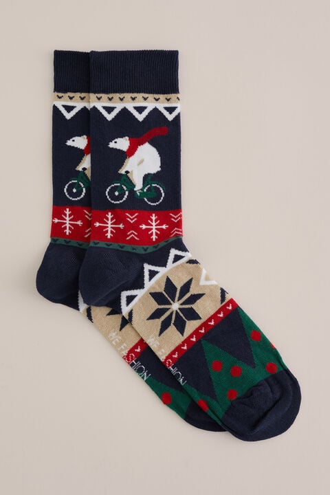 we fashion sokken met dessin Donkerblauw