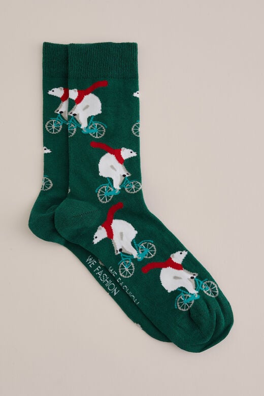 We Fashion Sokken Met Dessin Mosgroen