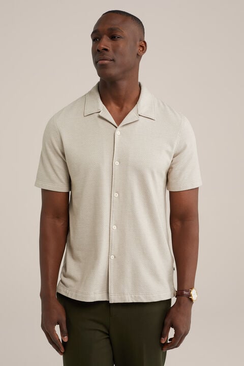 We Fashion Stretch Overhemd Met Dessin Beige