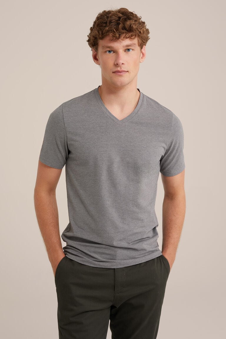 We Fashion T-shirt Lichtgrijs Gemeleerd