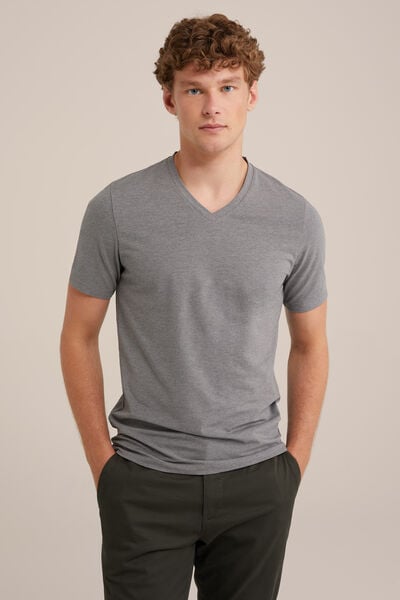 We Fashion T-shirt Lichtgrijs Gemeleerd