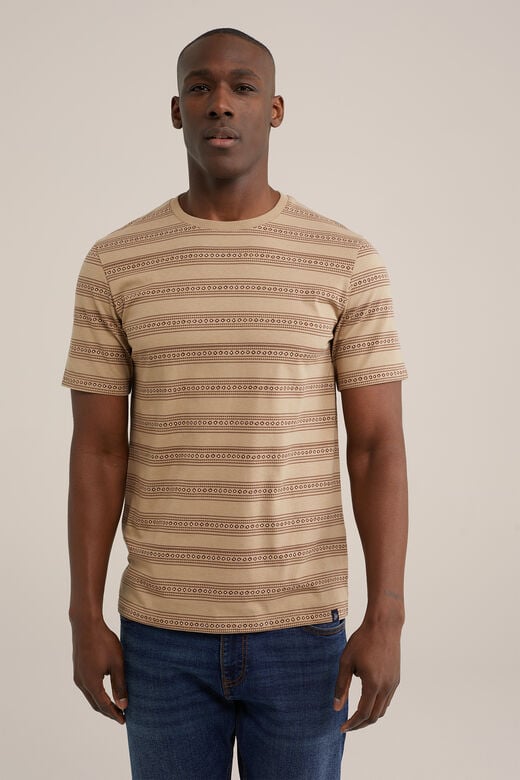 We Fashion T-shirt Met Dessin Lichtbruin