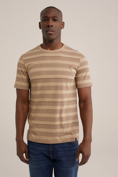 we fashion T-shirt met dessin Lichtbruin