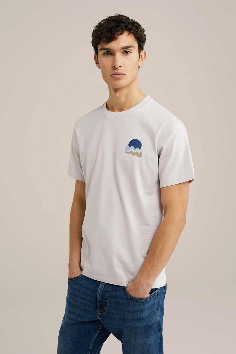 We Fashion T-shirt Met Opdruk Beige