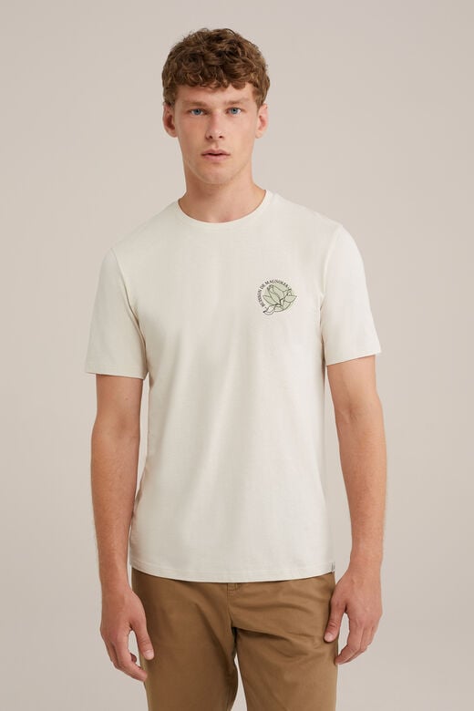 We Fashion T-shirt Met Opdruk Beige