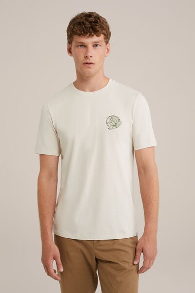 We Fashion T-shirt Met Opdruk Beige