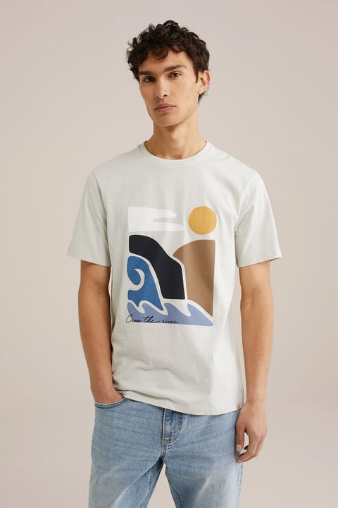 we fashion T-shirt met opdruk Beige