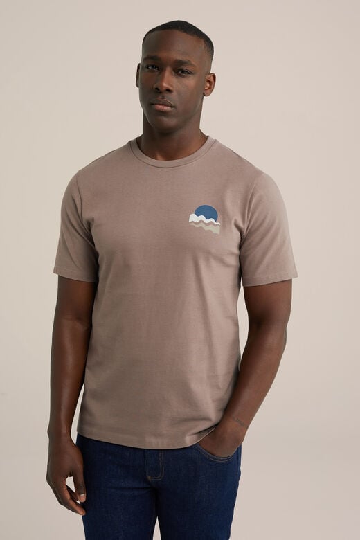 We Fashion T-shirt Met Opdruk Bruin