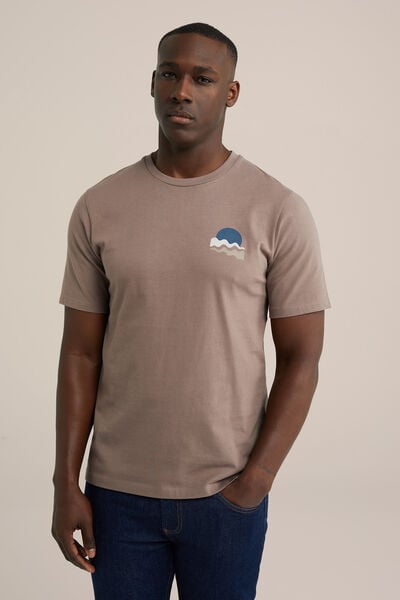 We Fashion T-shirt Met Opdruk Bruin