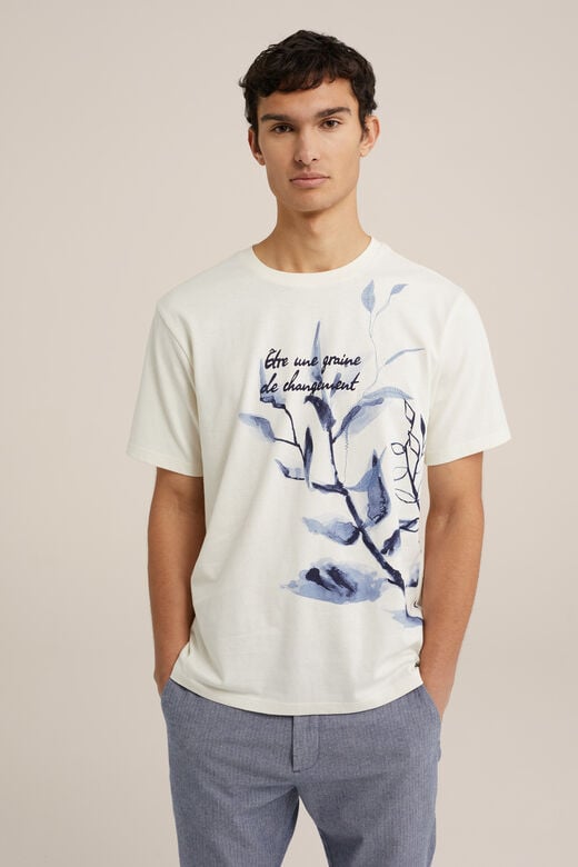 We Fashion T-shirt Met Opdruk Gebroken Wit