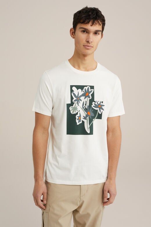 We Fashion T-shirt Met Opdruk Gebroken Wit