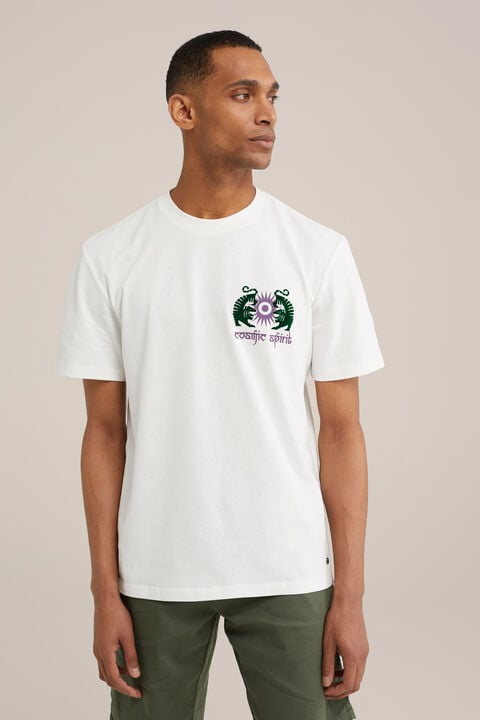 we fashion T-shirt met opdruk Gebroken wit
