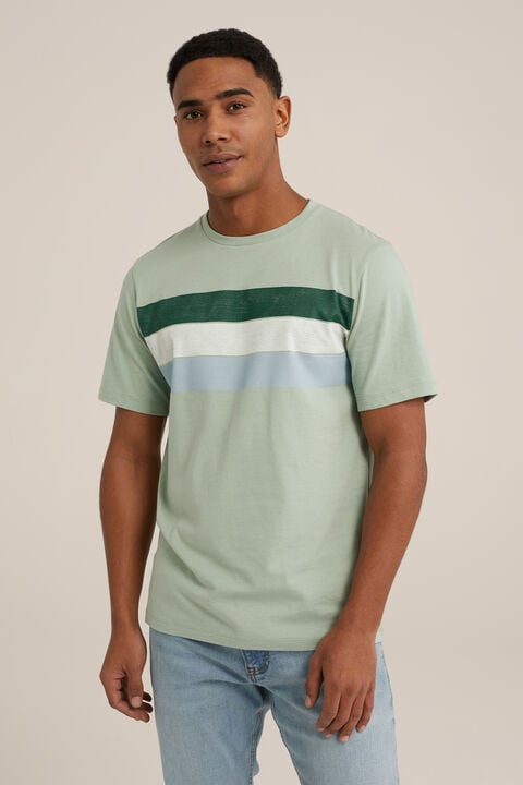 we fashion T-shirt met opdruk Pastelgroen