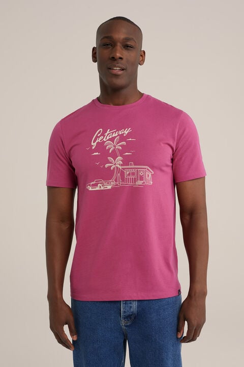 we fashion T-shirt met opdruk Roze