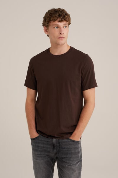 We Fashion T-shirt Van 100% Katoen Donkerbruin