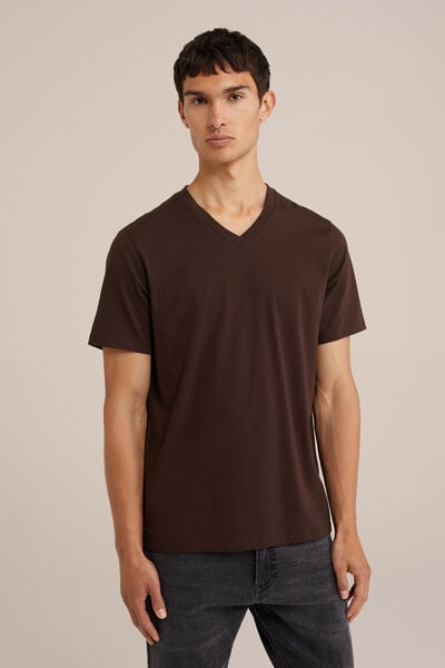 We Fashion T-shirt Van 100% Katoen Donkerbruin