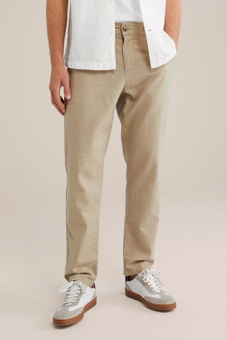 We Fashion Tapered Broek Van Linnenmix Beige