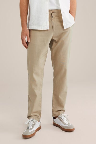 We Fashion Tapered Broek Van Linnenmix Beige