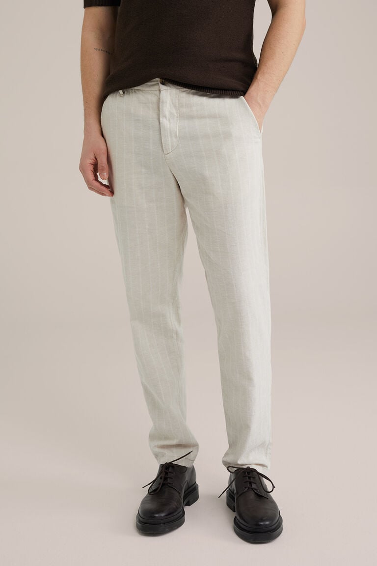 We Fashion Tapered Broek Van Linnenmix Beige