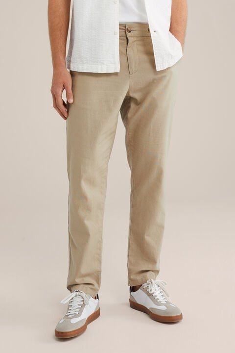 we fashion Tapered broek van linnenmix Beige