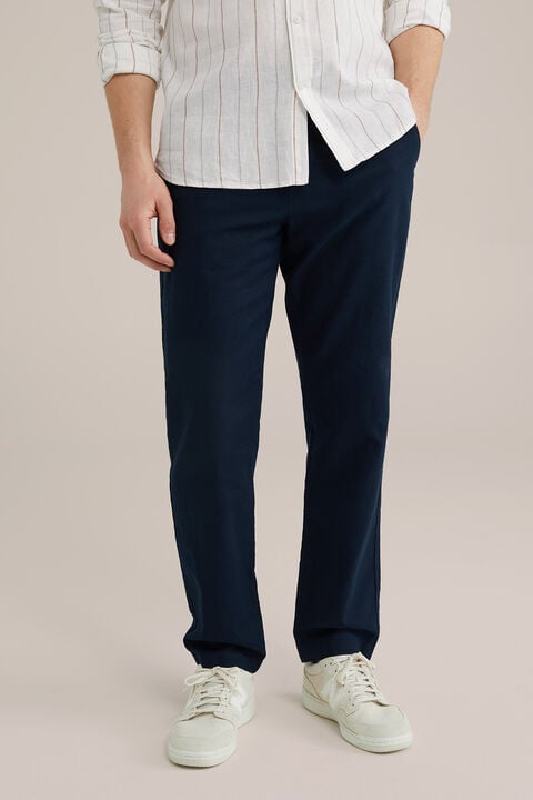 we fashion Tapered broek van linnenmix Donkerblauw