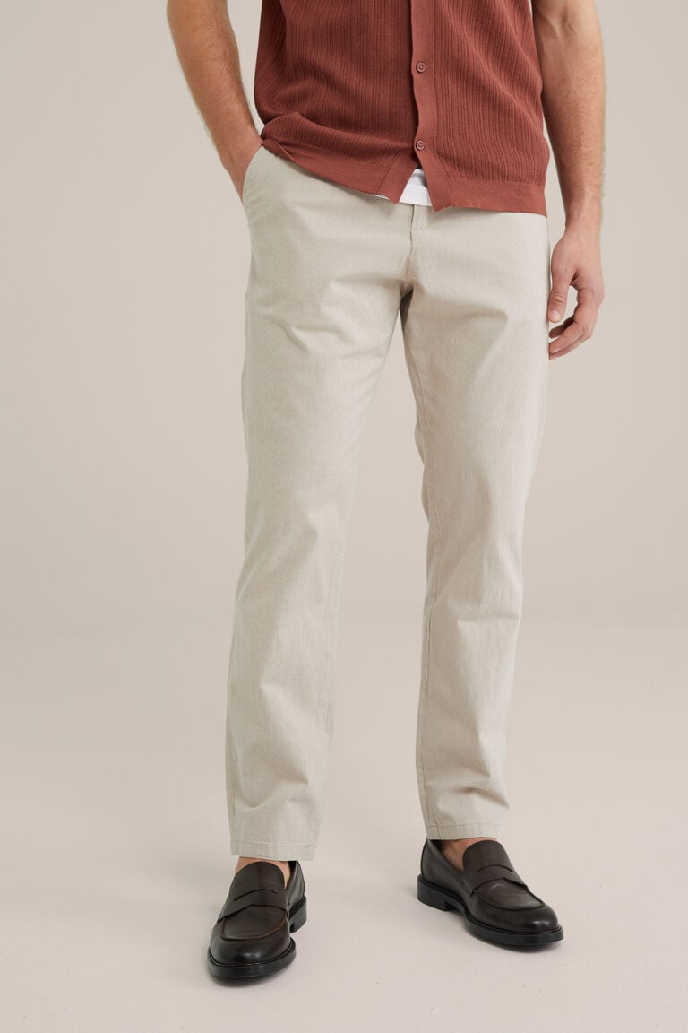 We Fashion Tapered Chino Met Print Beige