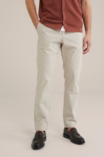 We Fashion Tapered Chino Met Print Beige