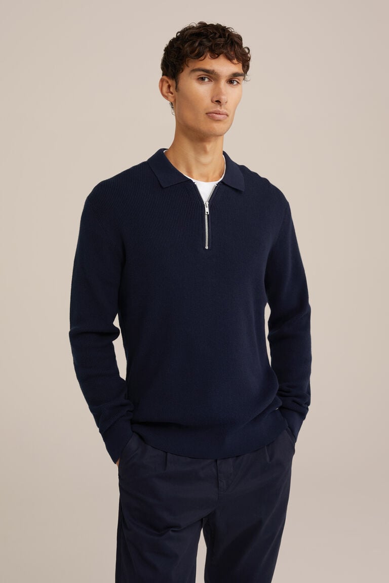 We Fashion Trui Met Rits Donkerblauw