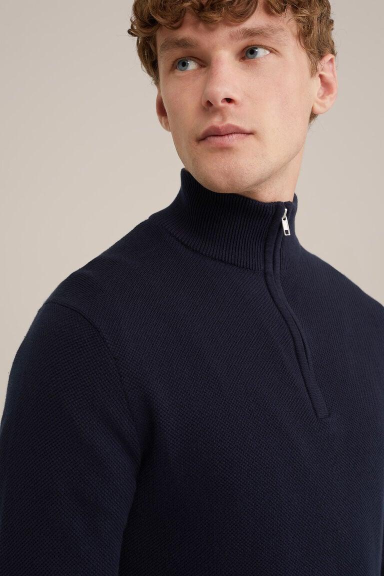 We Fashion Trui Met Rits Donkerblauw