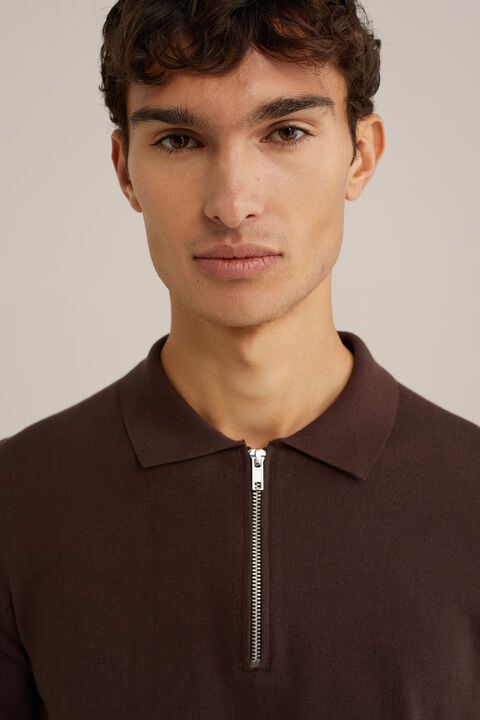 we fashion trui met rits Donkerbruin