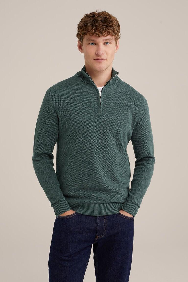 We Fashion Trui Met Rits Donkergroen
