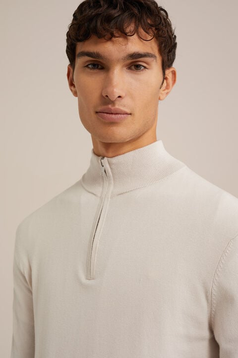 we fashion trui met rits Gebroken wit