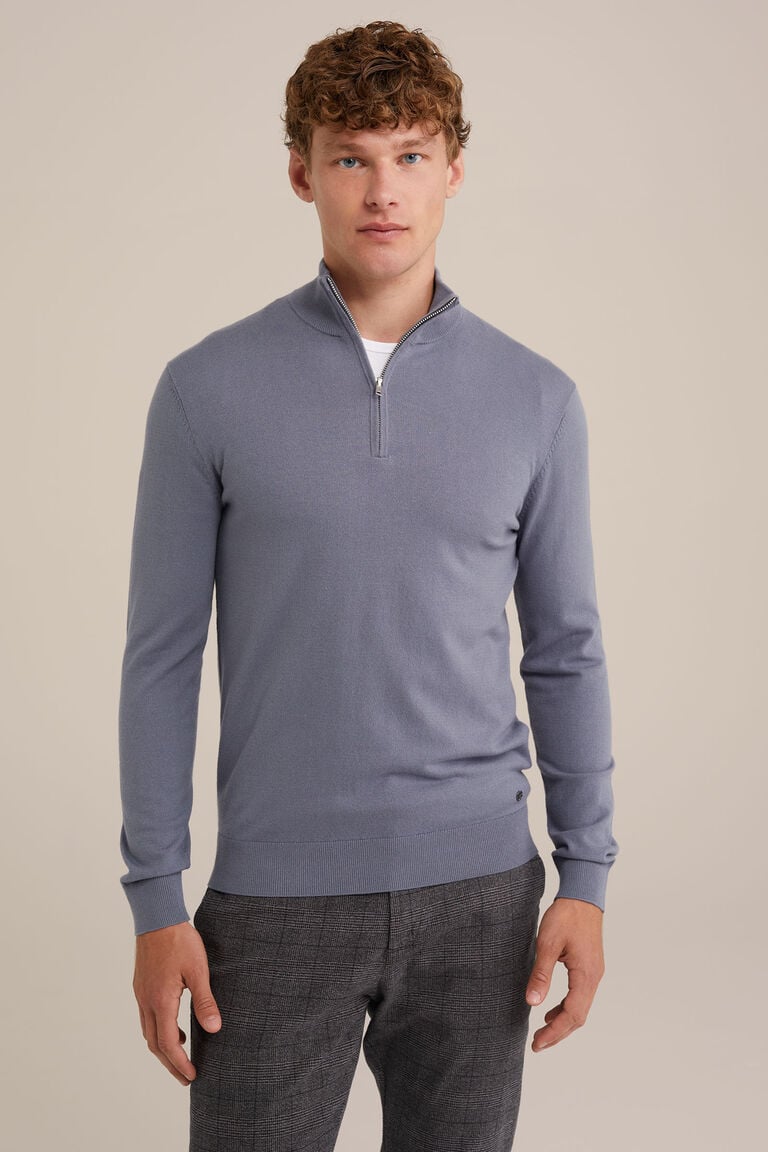 We Fashion Trui Met Rits Grijsblauw