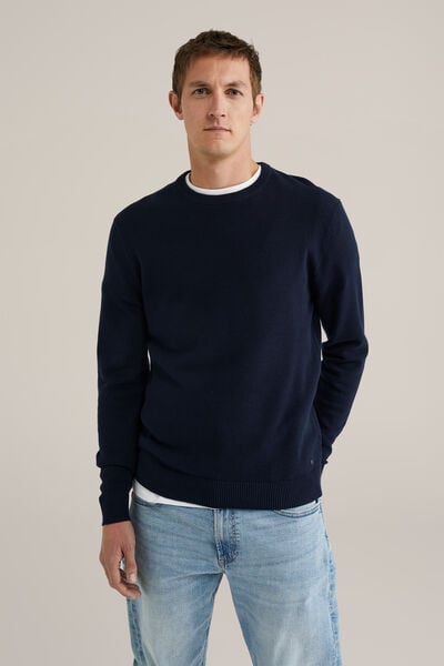 We Fashion Trui Met Structuur Donkerblauw