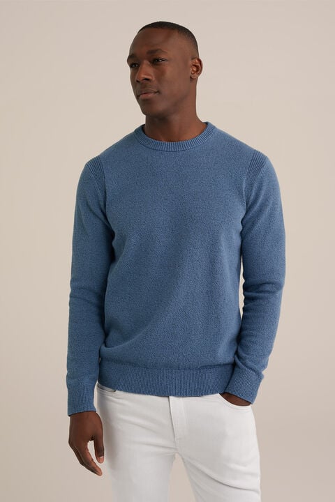 we fashion trui met structuur Grijsblauw