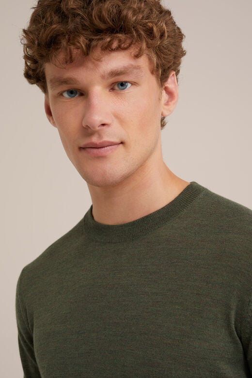 We Fashion Trui Van Merinowol Legergroen