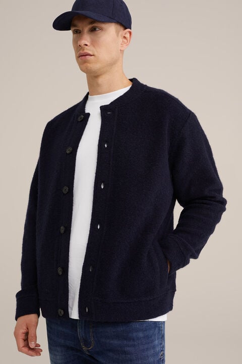 we fashion vest van wolmix Donkerblauw