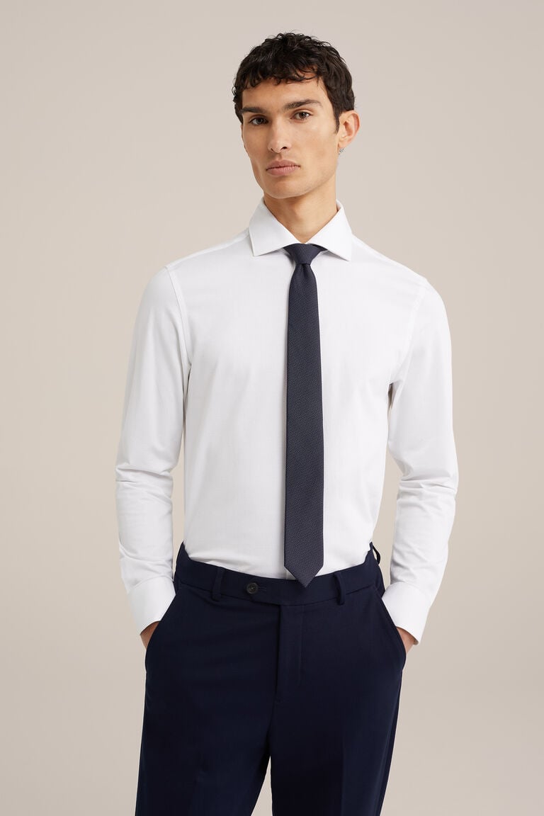 We Fashion Zijdemix Stropdas Met Structuur Blauw