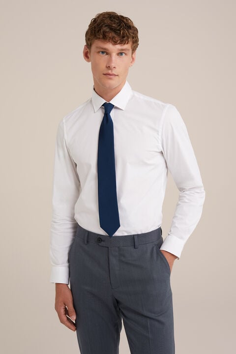 we fashion zijdemix stropdas met structuur Kobaltblauw