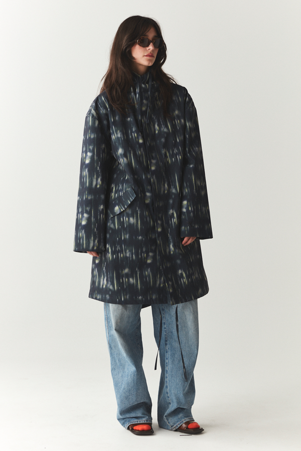 welter shelter HOODED PARKA FISHTALE PRINT SS'24 NAVY