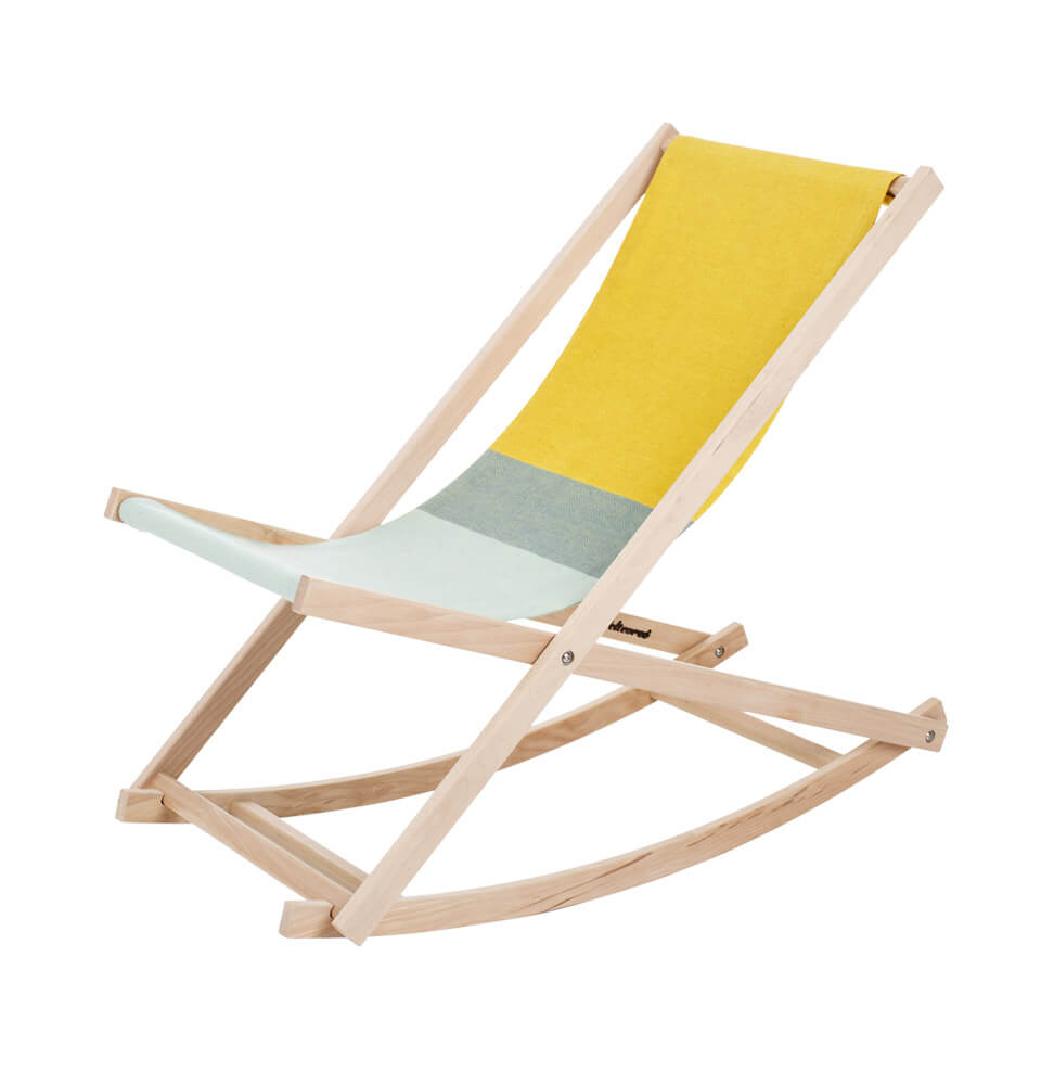 weltevree BEACH ROCKER Moderne opvouwbare schommelstoel van beukenhout en organisch katoen