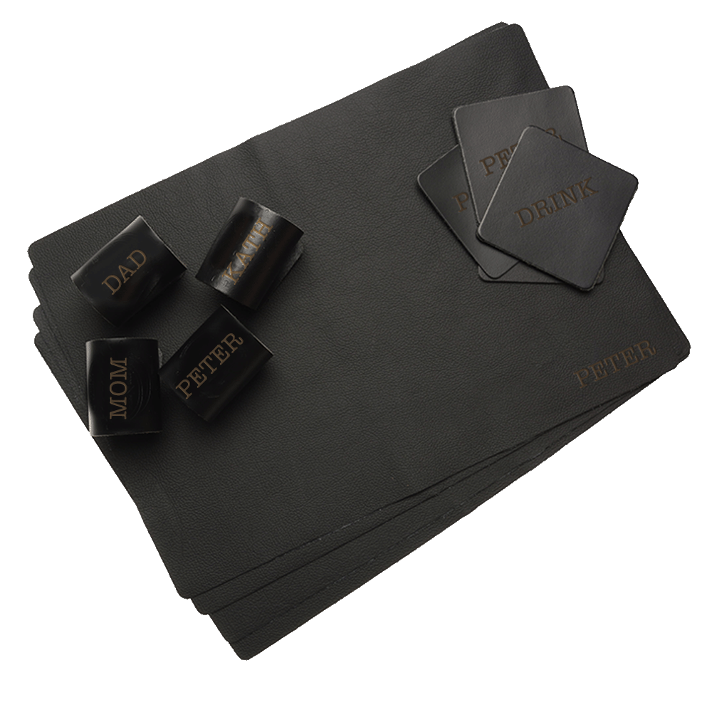 xapron Actiepakket Diner -Leren placemats onderzetters en servetringen