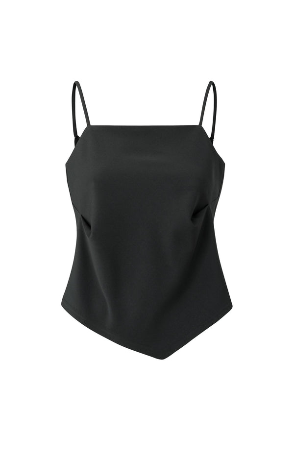 Yaya Asymmetrische Top Met Spaghettibandjes Washed Black