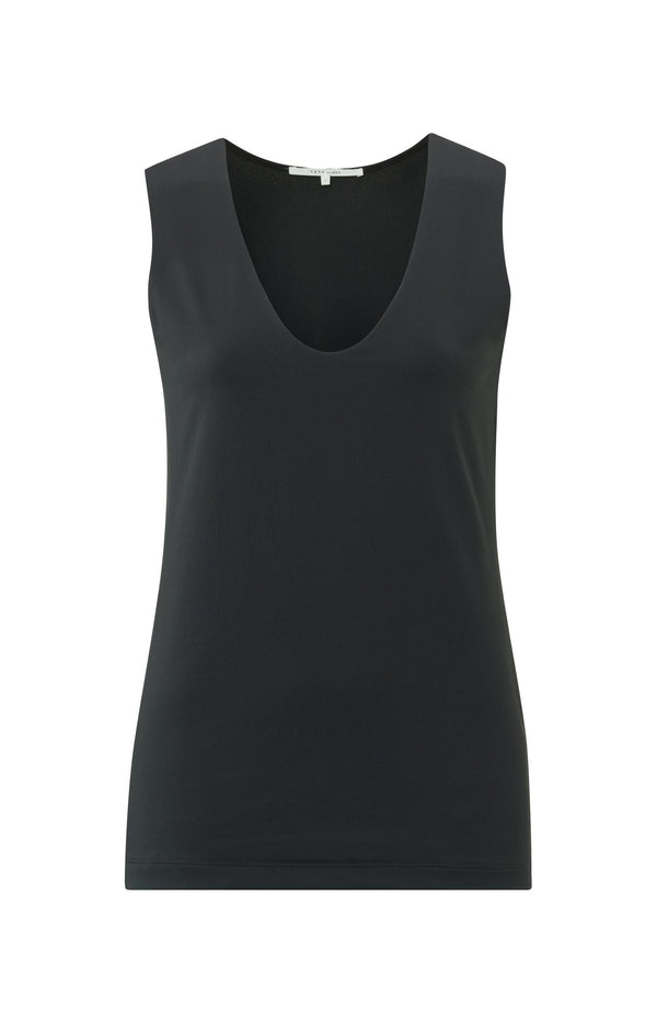 Yaya Basic Singlet Met Ronde V-hals En Brede Schouderbandjes Pirate Black